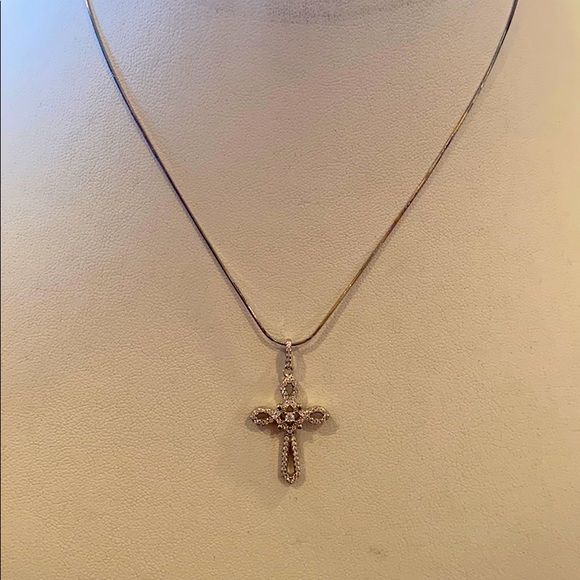 Sterling silver Cross CZ Necklace 2pc 16” inches - Picture 2 of 7